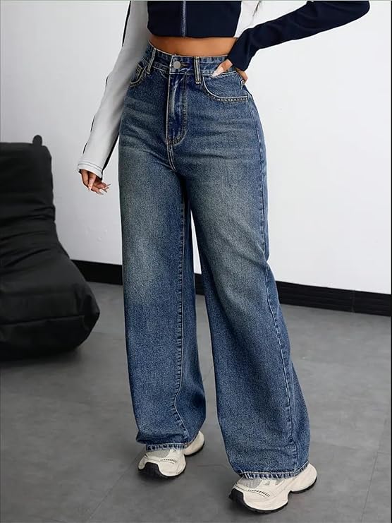 Nifty Women’s Denim Stretchable High Waist Baggy Jeans for Women | Trendy Loose Fit Wide Leg Denim Pants for Casual & Streetwear Fashion